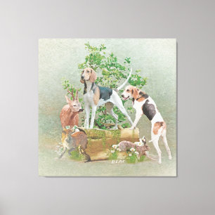 Hunting with hounds  canvas print