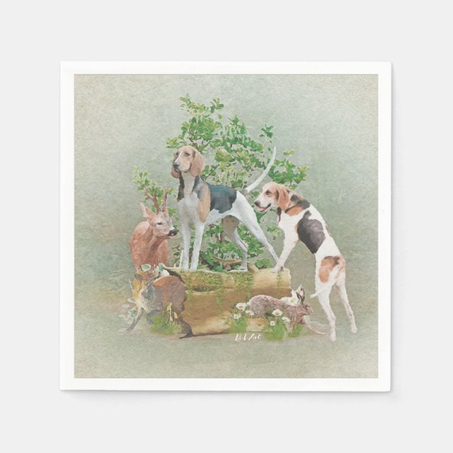 Hunting with hounds     napkin (Front)