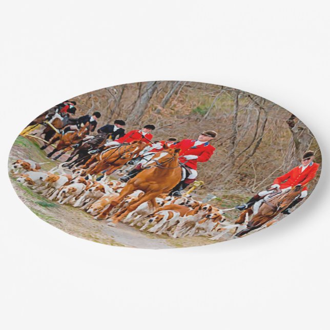 Hunting with hounds      paper plate (Angled)