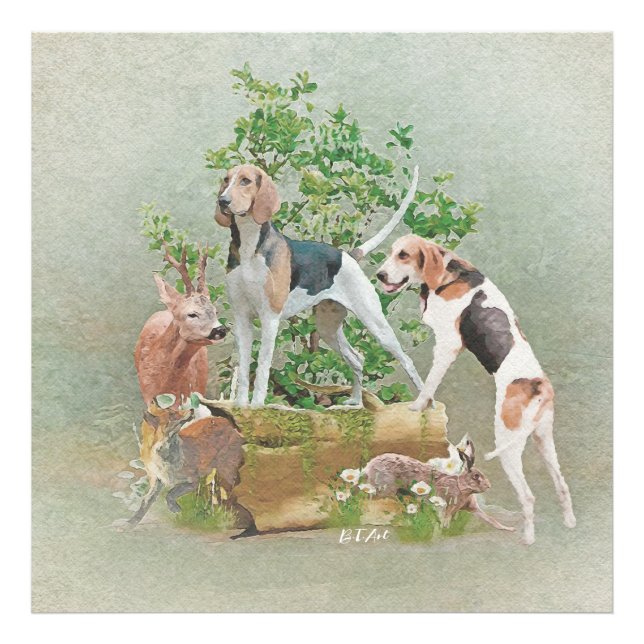 Hunting with hounds  photo print (Front)