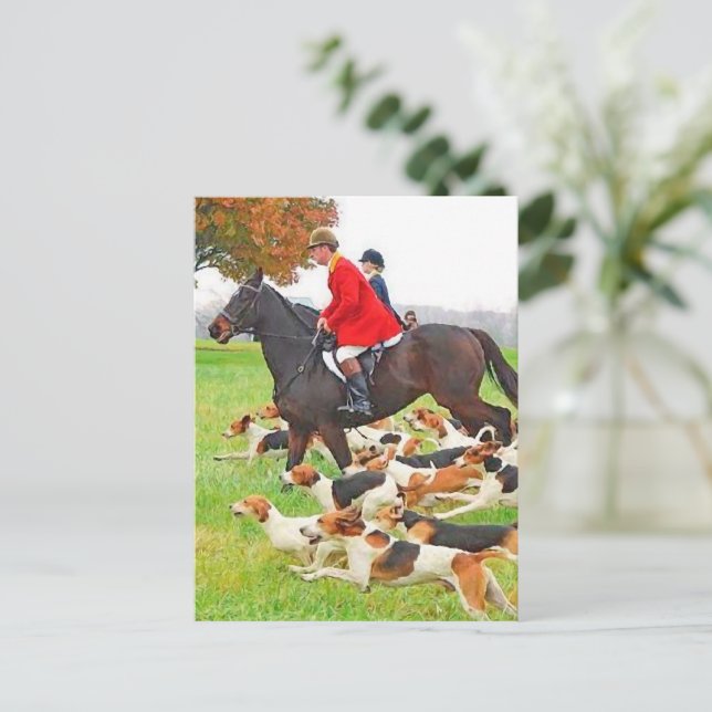 Hunting with hounds    postcard (Standing Front)