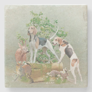Hunting with hounds stone coaster