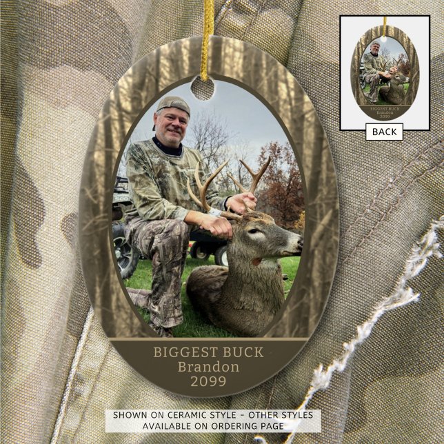 Hunting Woods Photo Personalised Ceramic Tree Decoration (Creator Uploaded)
