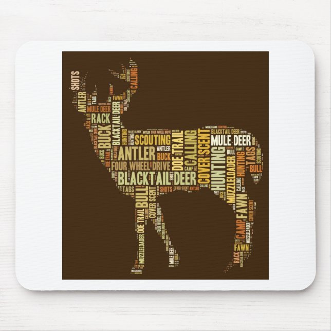 Hunting Word Cloud Mouse Mat (Front)
