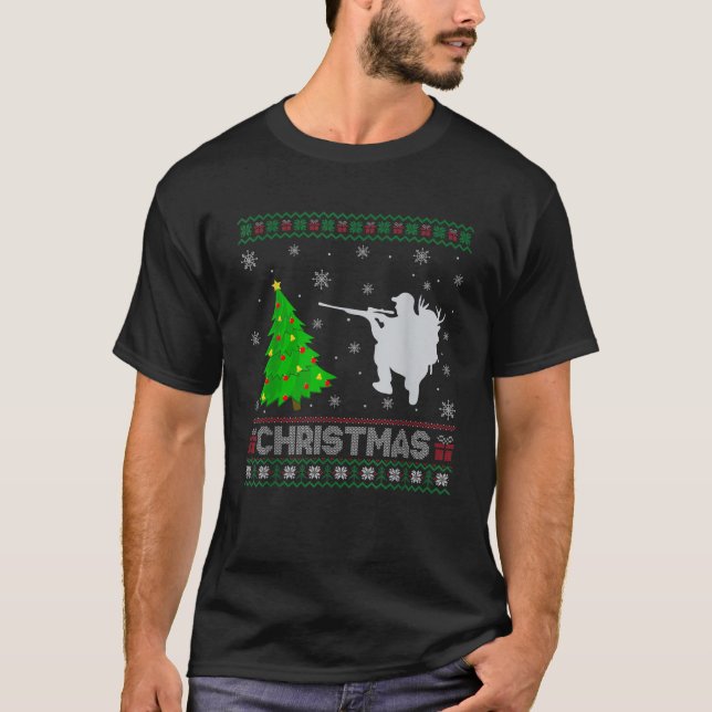 Hunting Xmas Tree Lighting Ugly Christmas Sweater  (Front)