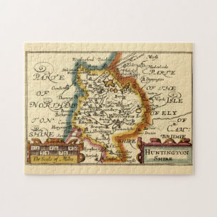 Huntingdonshire County England Old Antiquarian Map Jigsaw Puzzle