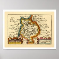 Huntingdonshire County England Old Antiquarian Map