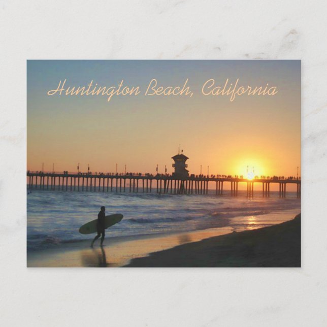 Huntington Beach at Sunset Postcard (Front)