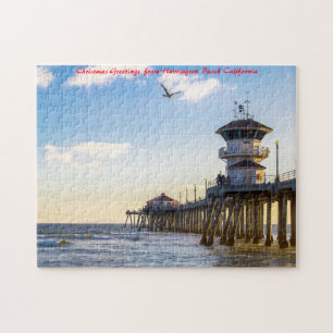 Huntington Beach California.Christmas Greetings Jigsaw Puzzle