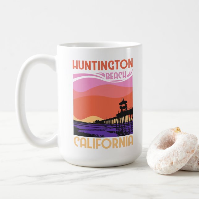 Huntington Beach California  Coffee Mug (With Donut)