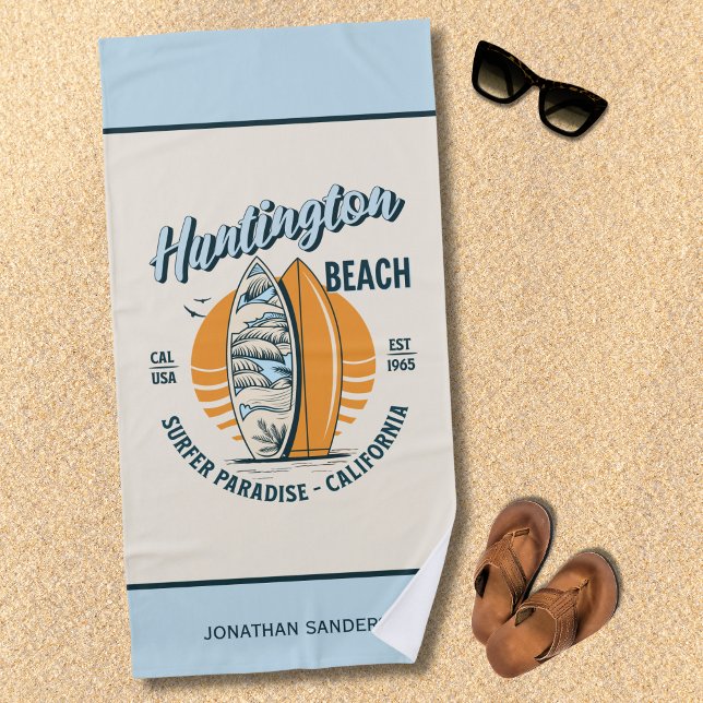 Huntington Beach California Funny California Beach Towel (Creator Uploaded)