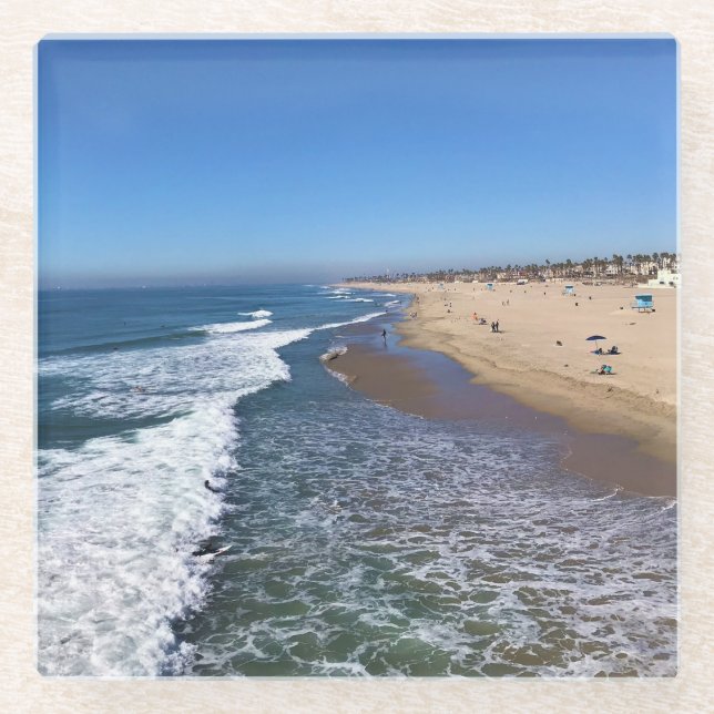 Huntington Beach, California Glass Coaster (Front)