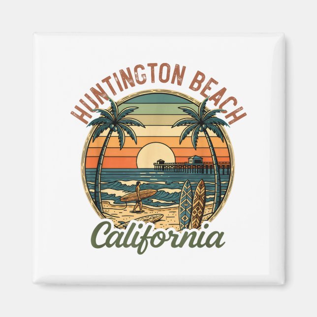 Huntington Beach California Los Angeles Surfer Vin Magnet (Front)
