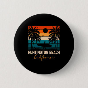 Huntington Beach California Palms Vacation Trip 6 Cm Round Badge