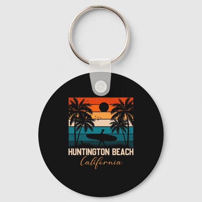 Huntington Beach California Palms Vacation Trip Key Ring (Front)