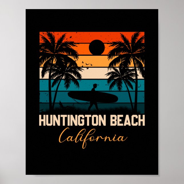 Huntington Beach California Palms Vacation Trip Poster (Front)