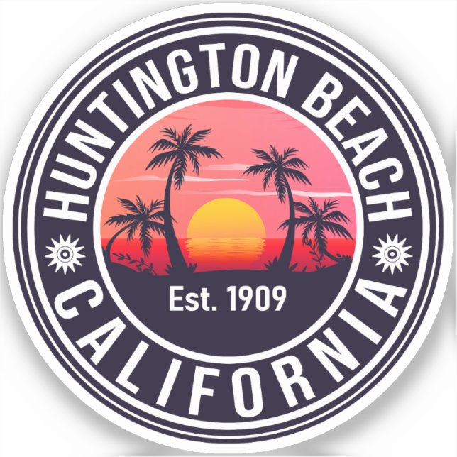 Huntington Beach California Retro Sunset Souvenirs (Front)