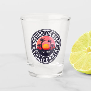 Huntington Beach California Retro Sunset Souvenirs Shot Glass