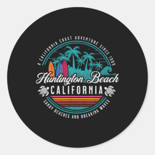 Huntington Beach California Sandy Beaches Breaking Classic Round Sticker