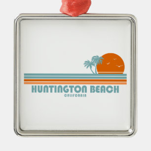 Huntington Beach California Sun Palm Trees Metal Tree Decoration