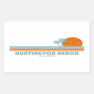 Huntington Beach California Sun Palm Trees Rectangular Sticker