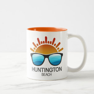 Huntington Beach California Sunglasses Two-Tone Coffee Mug