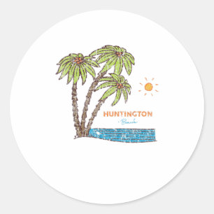 Huntington Beach, California Surfing Vi Classic Round Sticker