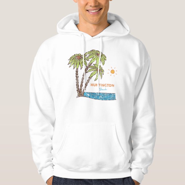 Huntington Beach, California Surfing Vi Hoodie (Front)