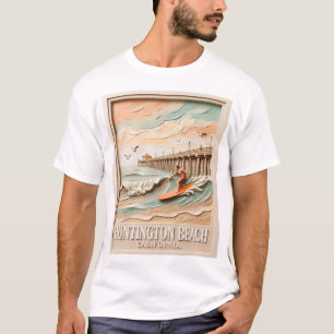 Huntington Beach California Texture Surfer Surfing T-Shirt