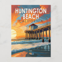 Huntington Beach California Travel Art Vintage