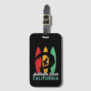 Huntington Beach California Vintage Retro Surfing Luggage Tag