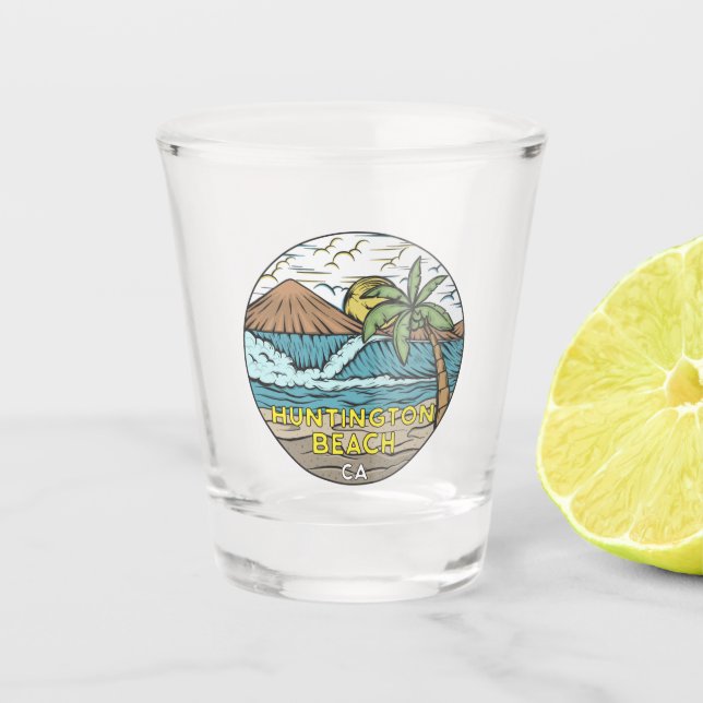 Huntington Beach California Vintage Shot Glass (Front)
