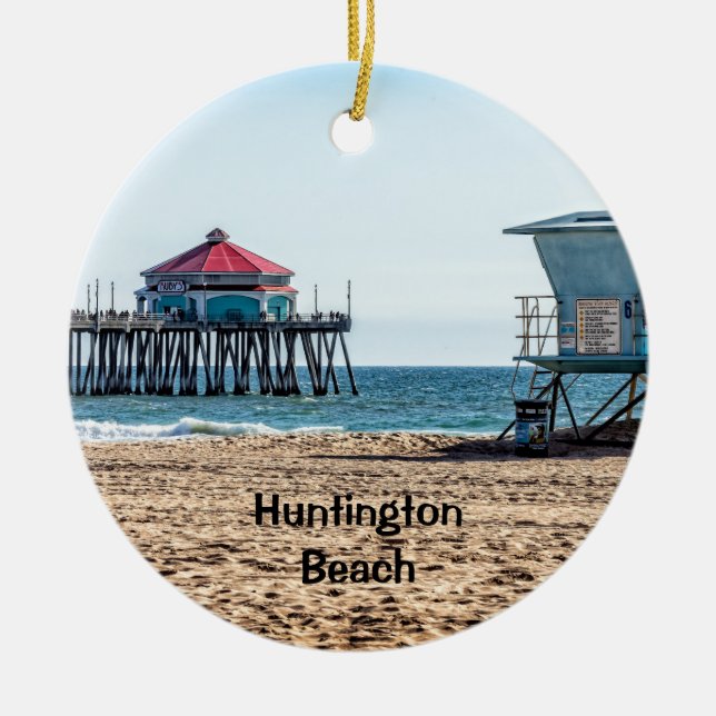 Huntington Beach Holiday Ornament (Front)