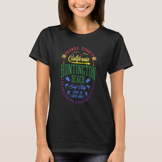 Huntington Beach Inclusive & Diversity City Badge  T-Shirt (Front)