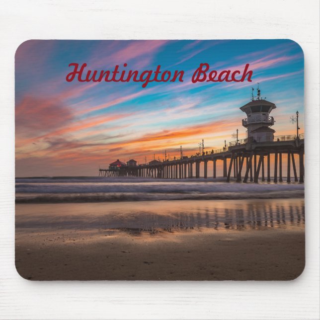 Huntington Beach Pier at sunset Mouse Mat (Front)