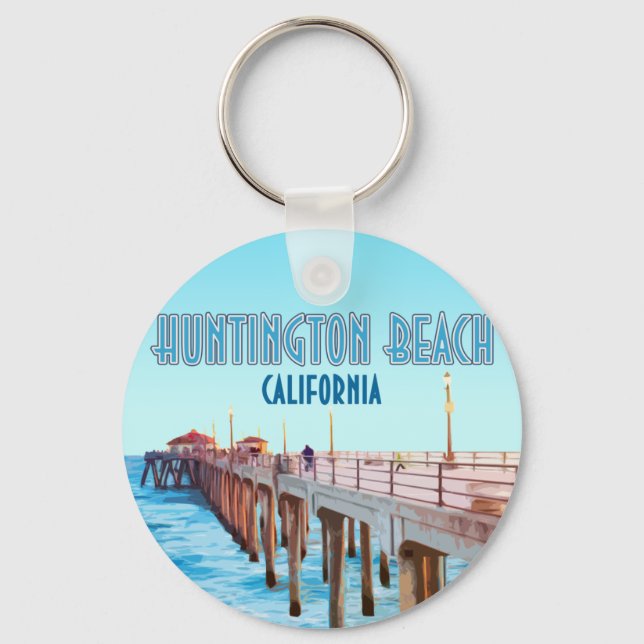 Huntington Beach Pier California Vintage Key Ring (Front)
