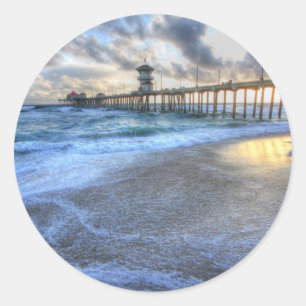 Huntington Beach Pier Classic Round Sticker
