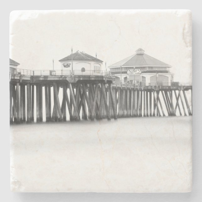 Huntington Beach Pier Stone Coaster (Front)