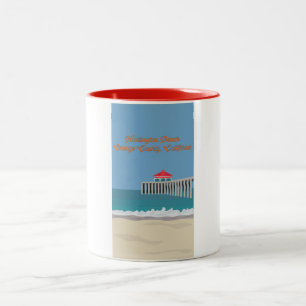 Huntington Beach Pier Two-Tone Coffee Mug