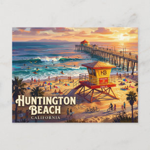 Huntington Beach Pier USA Postcard