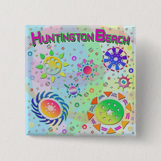 Huntington Beach Seven Suns & Energy Button (Front)