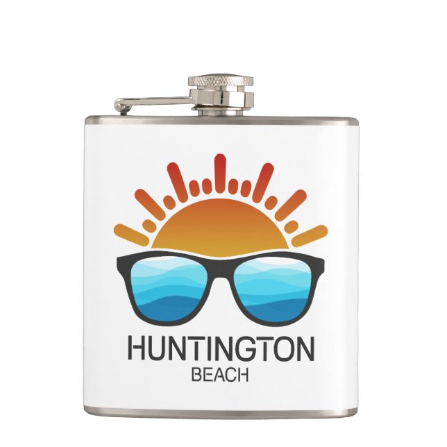 Huntington Beach South Carolina Sunglasses Hip Flask (Front)