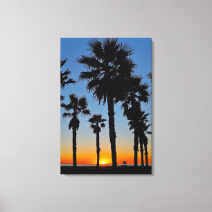 Huntington Beach Sunset Palms - John Minar Canvas Print