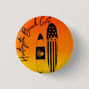 Huntington Beach Surfboards and Sunsets 3 Cm Round Badge