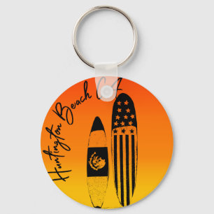 Huntington Beach Surfboards and Sunsets Key Ring