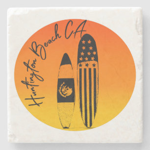 Huntington Beach Surfboards and Sunsets Stone Coaster