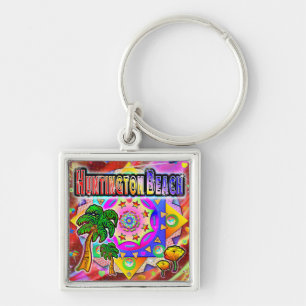 Huntington Beach Tropical Friends Keychain