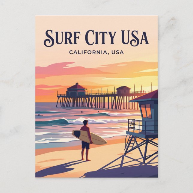 Huntington Beach USA Postcard (Front)