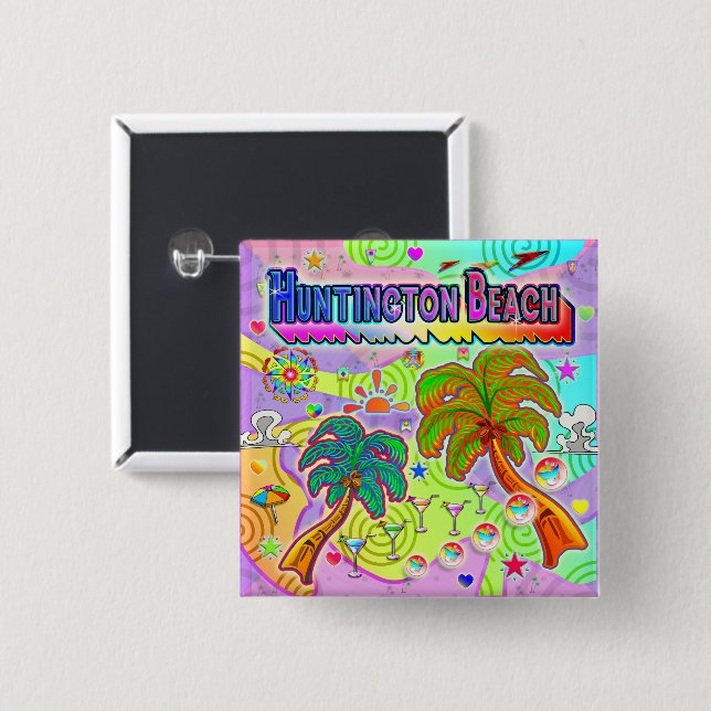 Huntington Beach Vacation Target Button (Front & Back)