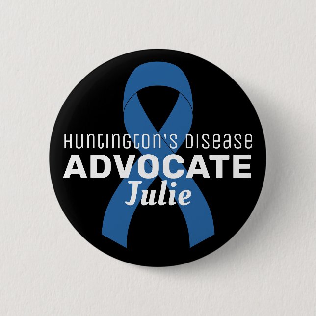 Huntington's Disease Advocate Ribbon Black Button (Front)